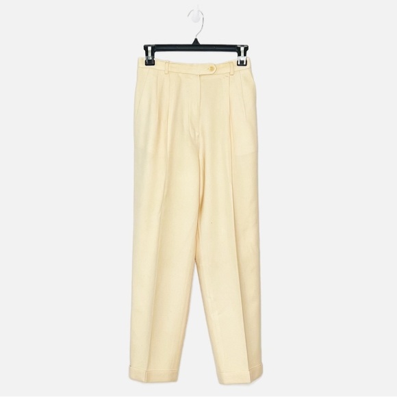 Talbots Pants - Talbot’s Wool Crepe Size 4 Petite Cream/Butter 100% Wool Trouser